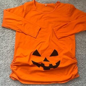 Maternity Orange Pumpkin Long Sleeve Tee